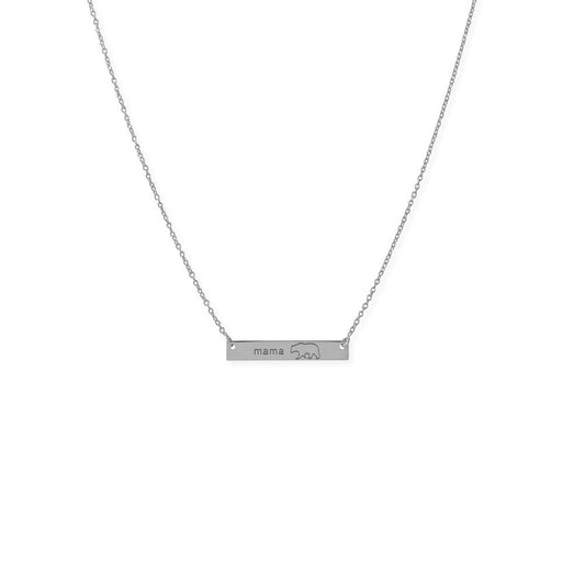 Sterling Silver Mama Bear Bar Necklace