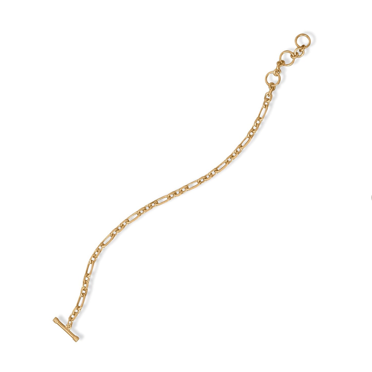 14k Goldplated Silver 7.5" Figaro Toggle Bracelet