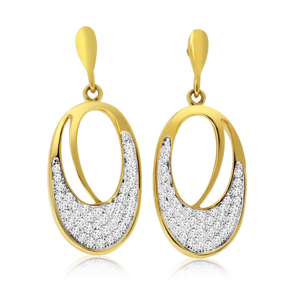 10K Yellow Gold 0.4ct TDW White Diamond Oval Dangling Earrings