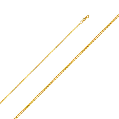 14k Yellow and Rose Gold #1 Mom Rose Design Mother's Day Pendant with 1.5mm Flat Wheat Chain