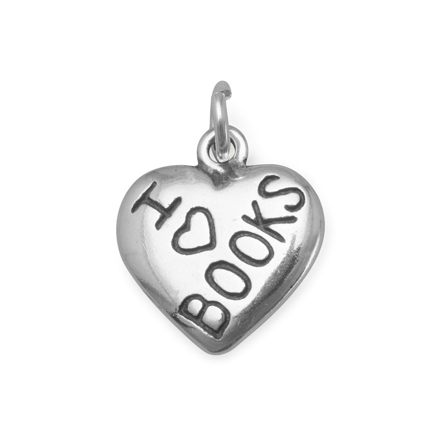 Sterling Silver I Love Books Bracelet Charm