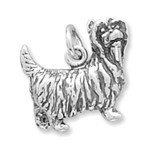 Sterling Silver Yorkshire Terrier Bracelet Charm