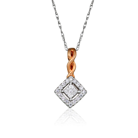 10k Rose Gold 0.20 ct TDW White Diamond Fancy Square Infinity Necklace