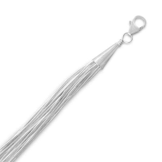 Sterling Silver 20 Strand Liquid Silver Necklace
