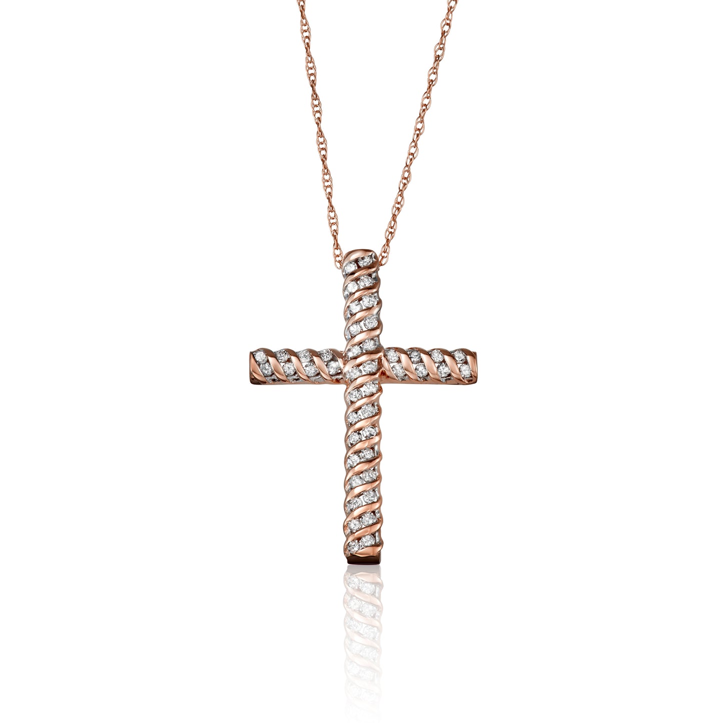 10k Rose Gold 0.25 ct TDW White Diamond Cross Necklace
