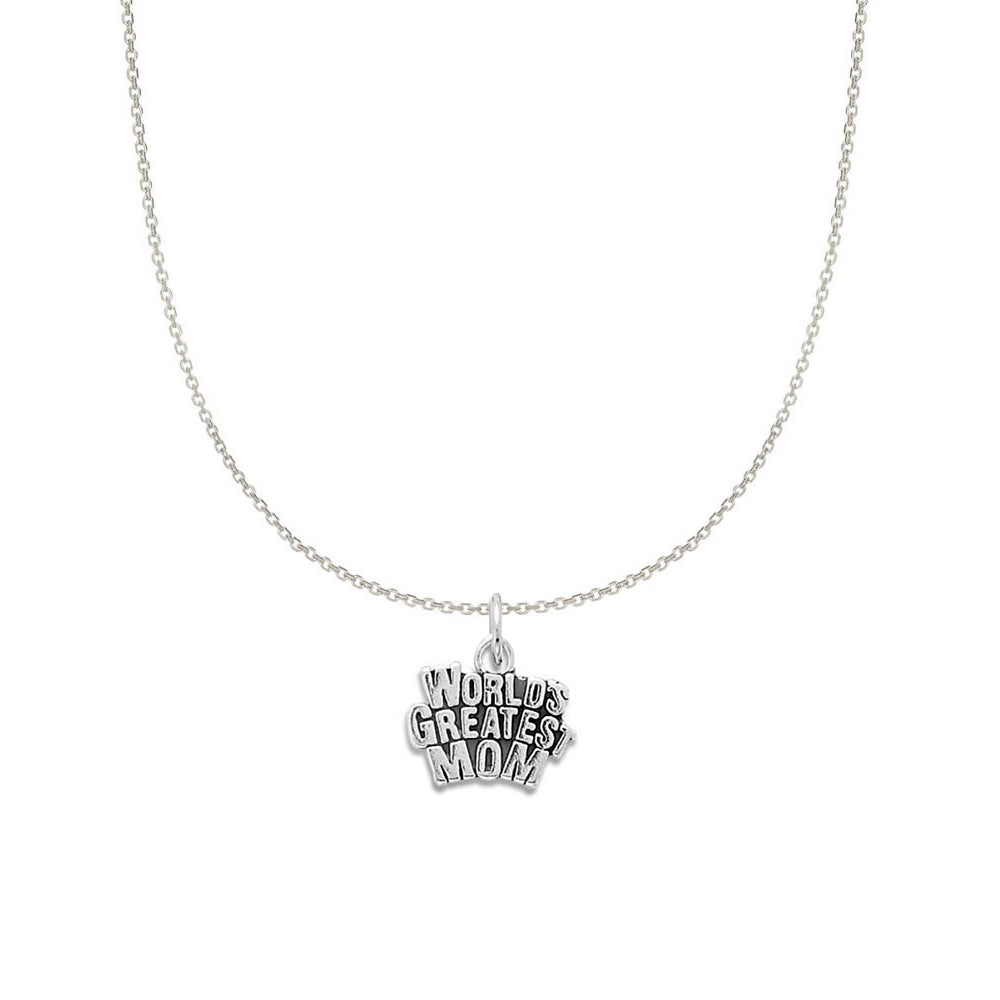 Sterling Silver World's Greatest Mom Charm Necklace