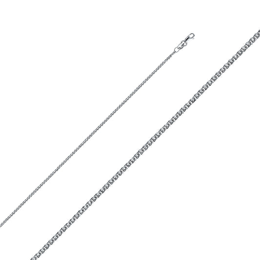 14k White Gold 1.4mm Flat Open Wheat Pendant Chain Necklace
